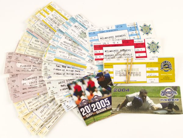 1992-2005 Milwaukee Brewers Full Ticket - Lot of 70