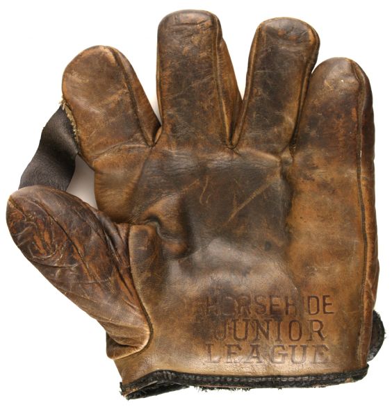 1910-20 circa Maker Unknown HORSEHIDE JUNIOR LEAGUE w ½” web (MEARS LOA)