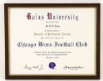 1963 Chicago Bears World Champions Football Trophy Presented to Team Doctor From Team  w/Halas University Diploma