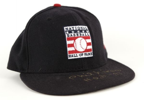 2007 Phil Niekro Game Worn Hall of Fame Old Timers Game  Signed Cap w/Brothers Number as Memorial - JSA 