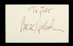 1970s-90s Jack Nicholson Signed Index Card (JSA)