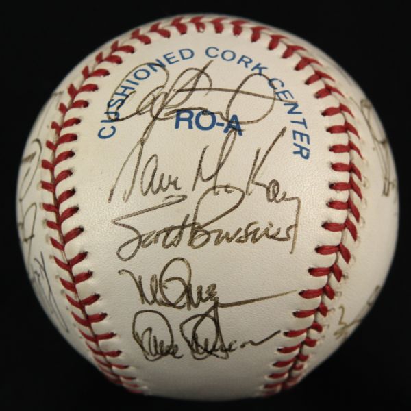 1991 Oakland As Team Signed OAL (Brown) Baseball w/26 Sigs. Incl. Mark McGwire & Eric Show - JSA 