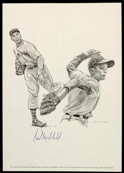 1980s Carl Hubbell New York Giants Signed 7 3/4" x 11" Photo - JSA