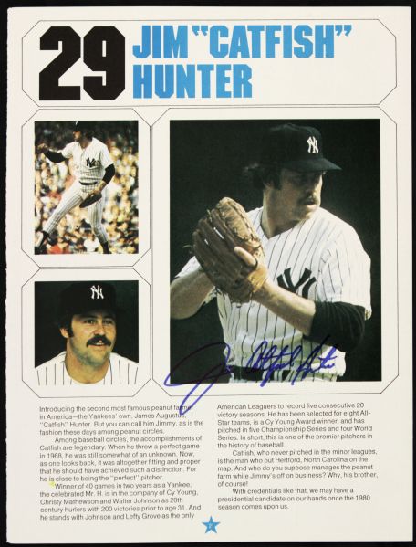 1980s Jim Catfish Hunter New York Yankees Signed Magazine Photo - JSA 