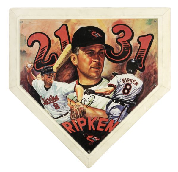 1999 Cal Ripken Baltimore Orioles Signed Full Size Home Plate - JSA 
