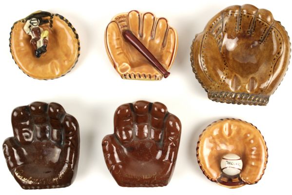 1940s circa Collection of Six Baseball Themed Ashtrays 