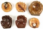 1940s circa Collection of Six Baseball Themed Ashtrays 