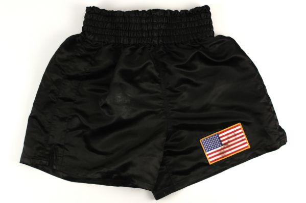 1986-2005 Mike Tyson Training Trunks w/American Flag Originally Sourced from Ex Tyson Camp Member (LOA Ex Tyson Camp)