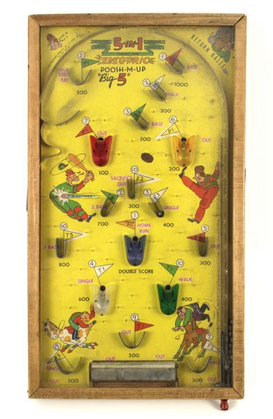 1940s-50s 5-In-1 Electric Poosh-M-Up Big 5 Table Top Game Made by Northwestern Products 