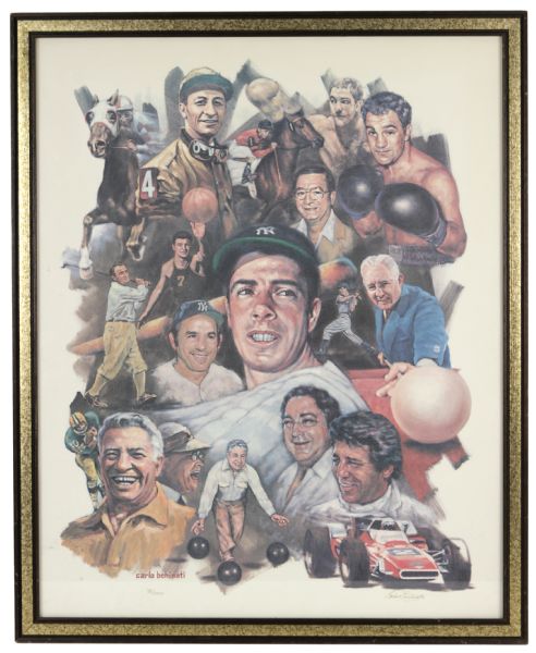 1980s Carlo Beninati Italian American Greats Sports Lithograph 26" x 32 1/4" Display 3/1000