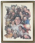 1980s Carlo Beninati Italian American Greats Sports Lithograph 26" x 32 1/4" Display 3/1000
