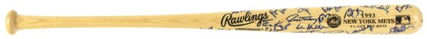 1993 New York Mets Team Signed Bat w/30+ Sigs. Incl. Dave Johnson Jeff Kent Ralph Kiner Saberhagen (MEARS LOA)