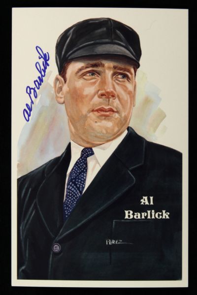 1989 Al Barlick HOF Umpire Signed Perez Steele Postcard - JSA 