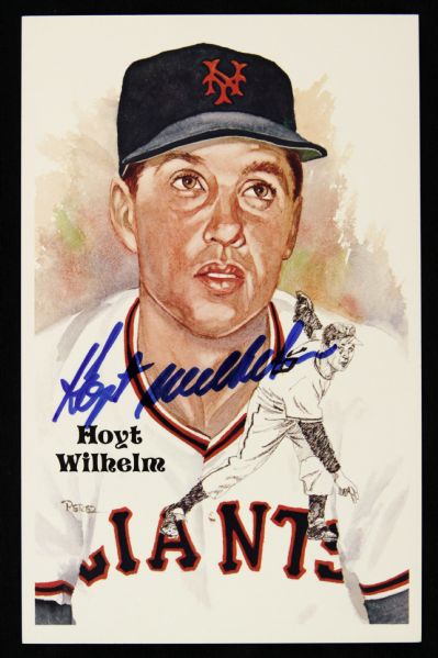 1985 Hoyt Wilhelm New York Giants Signed Perez Steele Postcard - JSA