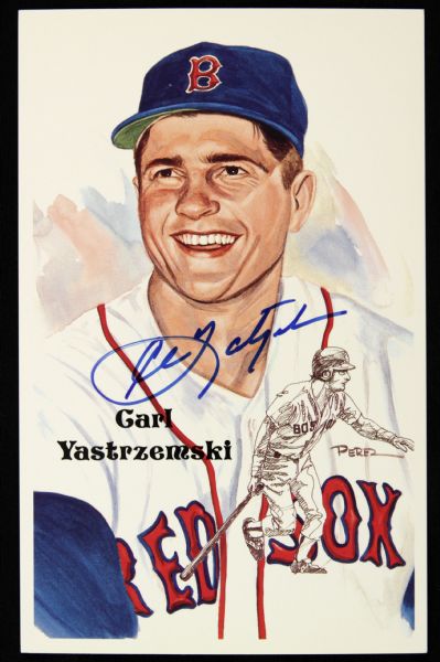 1989 Carl Yastrzemski Boston Red Sox Signed Perez Steele Card - JSA