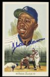 1989 Hank Aaron Milwaukee Braves Signed Perez Steele Postcard - JSA