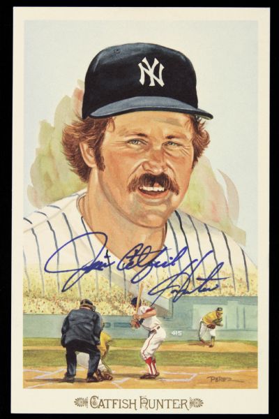 1989 Jim Catfish Hunter New York Yankees Signed Perez Steele Card - JSA 