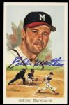 1989 Eddie Mathews Milwaukee Braves Signed Perez Steele Postcard - JSA 