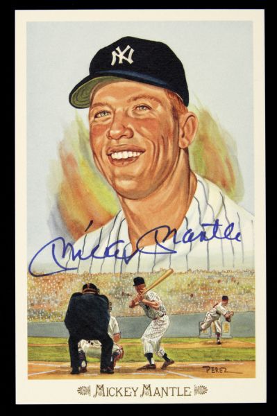 1989 Mickey Mantle New York Yankees Signed Perez Steele Postcard - JSA 