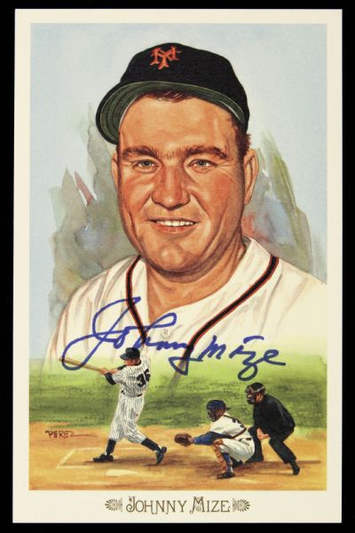 1989 Johnny Mize New York Yankees Signed Perez Steele Postcard - JSA