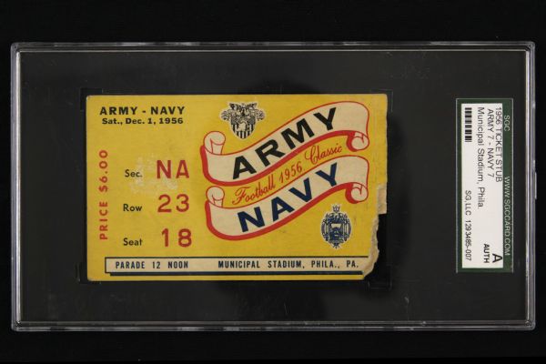 1956 Army vs. Navy Football Ticket Stub - SGC Authentic 