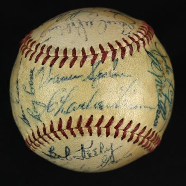 1954 Milwaukee Braves Team-Signed ONL (Giles) Baseball w/24 Sigs. Incl. Warren Spahn Eddie Mathews (JSA)