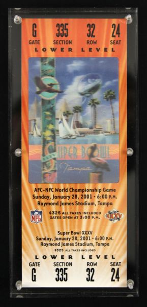 2001 Super Bowl XXXV Full Ticket - Baltimore Ravens vs. New York Giants 