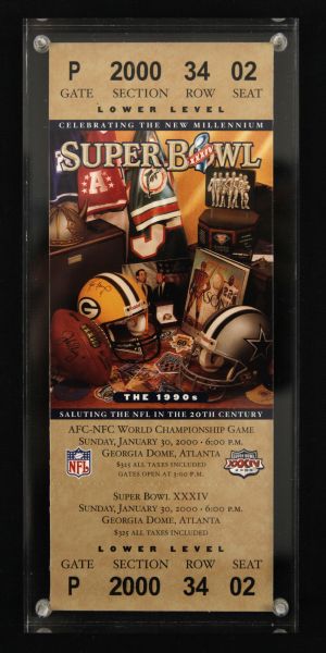 2000 Super Bowl XXXIV Full Ticket - St. Louis Rams vs. Tennessee Titans 