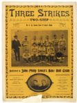1902 Three Strikes Two-Step Dedicated to John Philip Sousas Base Ball Team 10 1/2" x 14" Sheet Music 