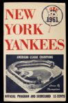 1961 New York Yankees vs. Washington Senators Scorecard Mickey Mantle & Roger Maris Both Homer Mantle Twice 