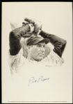 1980s Red Ruffing New York Yankees Signed 7 3/4" x 11" Rendering - JSA 