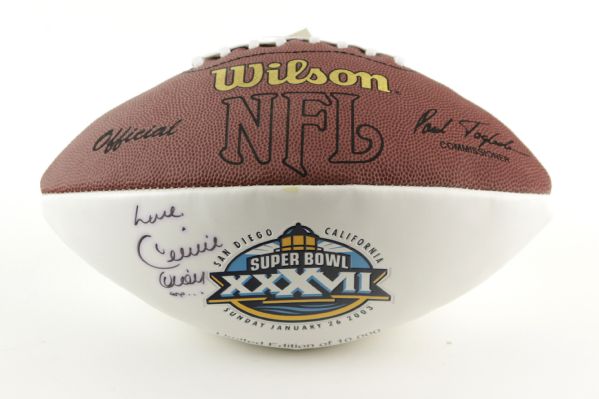 2003 Celine Dion Signed White Panel Super Bowl XXXVII Football - JSA