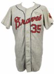 1965 Phil Niekro Milwaukee Braves Game Worn Signed Flannel Jersey Last Year in Milwaukee (MEARS 9.5) 