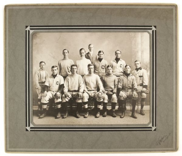 1900-10 circa Unidentified “C” Connecticut Baseball Team 8” x 10” Cabinet Type 1 Original Photo on Decorative Bordered Mount – Ruben’s Studios, Torrington, CT (MEARS LOA)