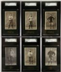1899-1900 circa Anonymous Football Player CDV Collection (Lot of 6) Flagg & Plummer & Howard Studios (SGC Graded) 