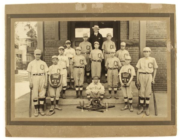 1921 Canterbury, MA Youth Baseball 7.5”x11” Cabinet Type 1 Original Photo on Tri-Bordered Decorative Mount – Arthur S. Adams Photographer Stamp on Reverse (MEARS LOA)
