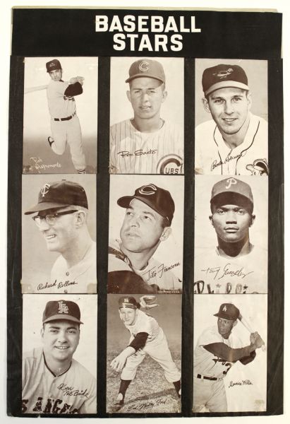 1960s Baseball Stars Exhibit Card Display 12 1/2" x 18 1/2" 