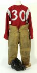 1960s Red Durene #30 Sand Knit Football Jersey Pants and Cleats 