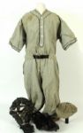 1920s Flannel Baseball Jersey & Pants Cleats & Catchers Mask 