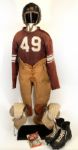 1940s Football Memorabilia With Lowe & Campbell Jersey Shoulder Pads Wilson Leather Helmet Cleats