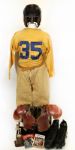 1940s Football Memorabilia With Yellow Cotton Jersey Shoulder Pads Wilson Leather Helmet Cleats -