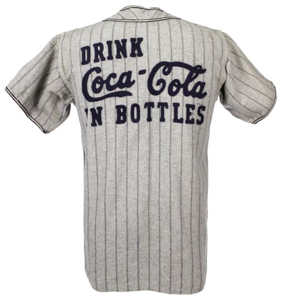 1941-45 Martins Flannel Baseball Jersey "Drink Coca-Cola In Bottles" Reference On Back With Pants & Glove