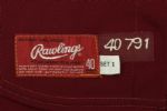 1979 Rudy Meoli Philadelphia Phillies Alternate Saturday Night Burgundy Jersey Pants & Cap Purchased From Team Worn One Night Only (MEARS LOA)