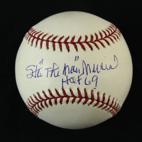 2000s Stan Musial St. Louis Cardinals Single Signed OML (Selig) Baseball "The Man HOF 69" Graded PSA/DNA 8 