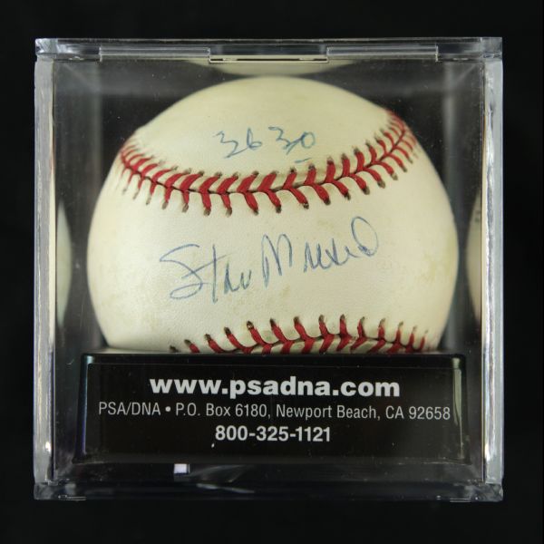 1994-2000 Stan Musial St. Louis Cardinals Single Signed ONL (Coleman) Baseball Inscribed "3630" Graded PSA 8 