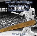1950-60 Ted Williams Boston Red Sox H&B Louisville Slugger Professional Model Team Index Bat (MEARS A7)