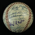 1958 Milwaukee Braves Team Signed ONL (Giles) Baseball w/ 26 Sigs. Incl. Aaron Mathews Spahn Shoendienst - JSA Full Letter 