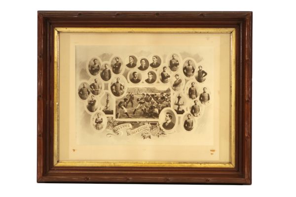 1889 Ottawa University FBC Champions of Quebec 16 1/2" x 12" Lithograph Display 