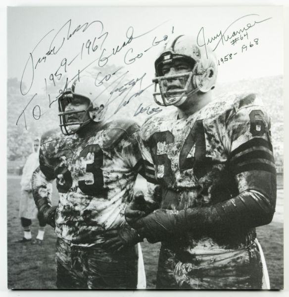 2000s Jerry Kramer & Fuzzy Thurston Green Bay Packers Signed 24" x 25" Canvas Print - JSA 