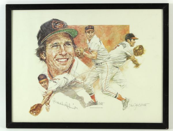 1988 Brooks Robinson Baltimore Orioles Signed 18" x 24" John B. Martin LE Lithograph Display 211/267 - JSA 